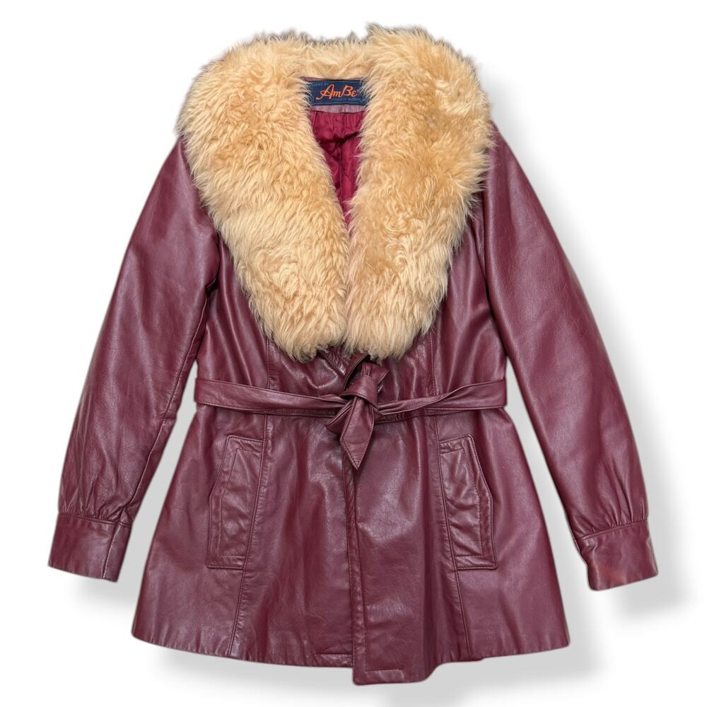 1960's Penny Lane shearling trim leather jacket